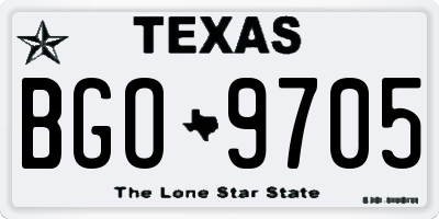 TX license plate BGO9705