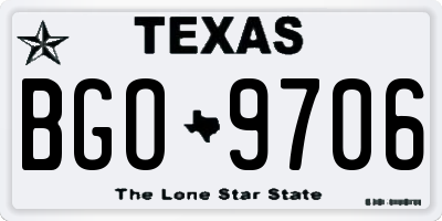 TX license plate BGO9706