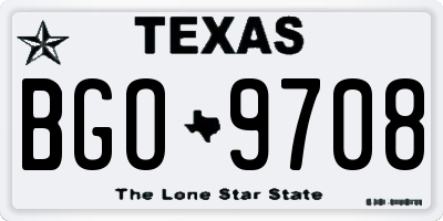 TX license plate BGO9708