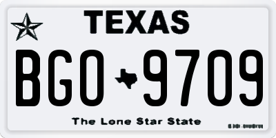 TX license plate BGO9709