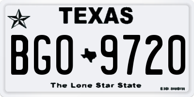 TX license plate BGO9720