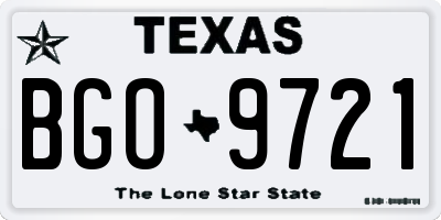 TX license plate BGO9721