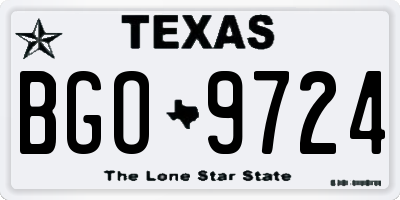 TX license plate BGO9724