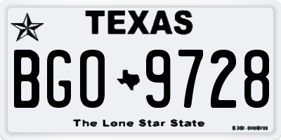 TX license plate BGO9728
