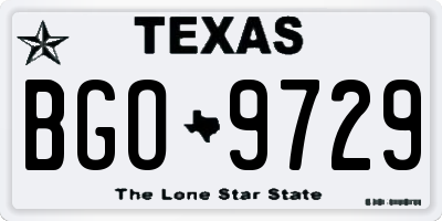TX license plate BGO9729