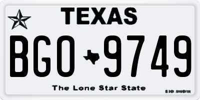 TX license plate BGO9749