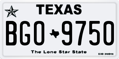 TX license plate BGO9750