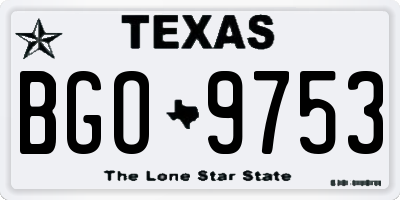 TX license plate BGO9753
