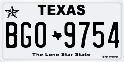 TX license plate BGO9754