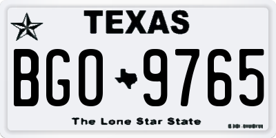 TX license plate BGO9765