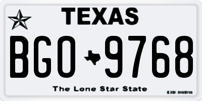 TX license plate BGO9768