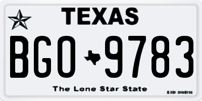 TX license plate BGO9783