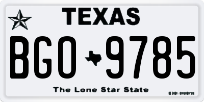 TX license plate BGO9785