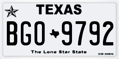 TX license plate BGO9792
