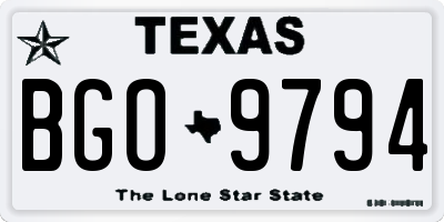 TX license plate BGO9794