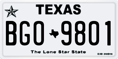 TX license plate BGO9801