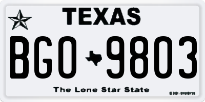 TX license plate BGO9803