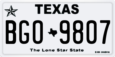 TX license plate BGO9807