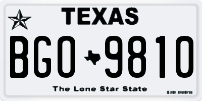 TX license plate BGO9810