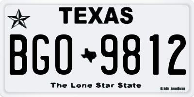TX license plate BGO9812