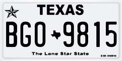 TX license plate BGO9815