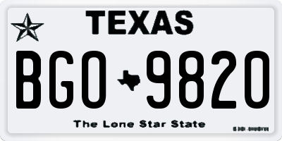 TX license plate BGO9820