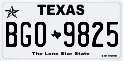 TX license plate BGO9825