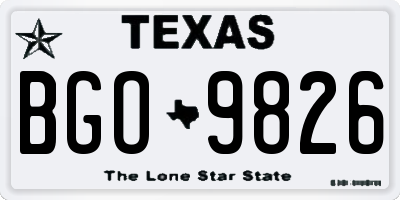 TX license plate BGO9826