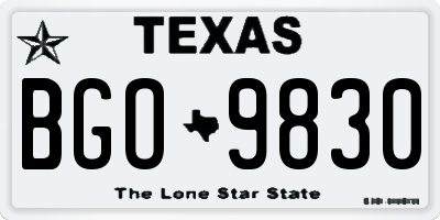 TX license plate BGO9830