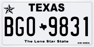 TX license plate BGO9831