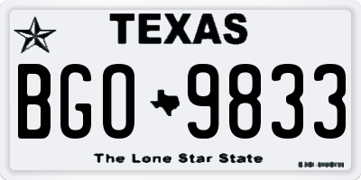 TX license plate BGO9833