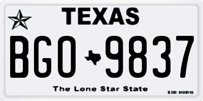 TX license plate BGO9837