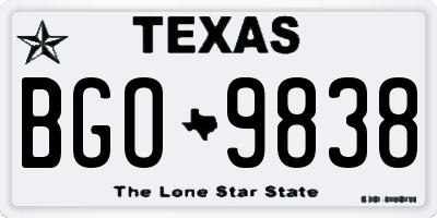TX license plate BGO9838