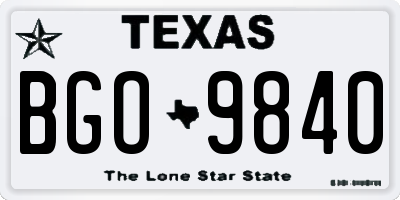 TX license plate BGO9840
