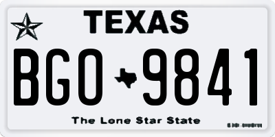 TX license plate BGO9841