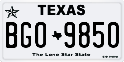 TX license plate BGO9850
