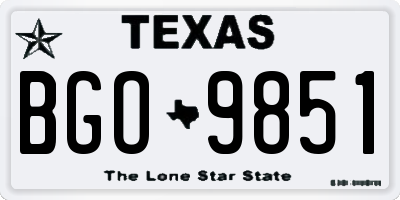 TX license plate BGO9851