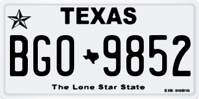 TX license plate BGO9852
