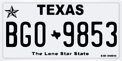 TX license plate BGO9853