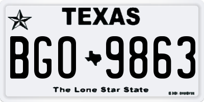 TX license plate BGO9863