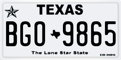 TX license plate BGO9865