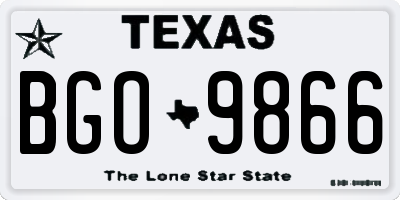 TX license plate BGO9866