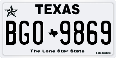 TX license plate BGO9869