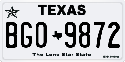 TX license plate BGO9872