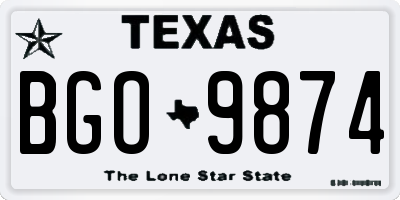 TX license plate BGO9874