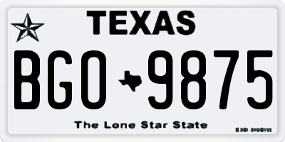 TX license plate BGO9875