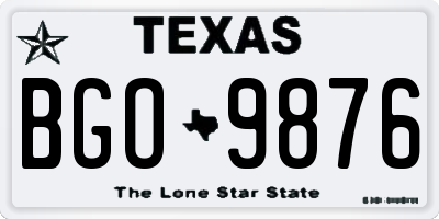 TX license plate BGO9876