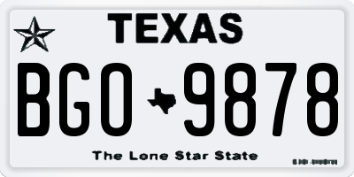 TX license plate BGO9878