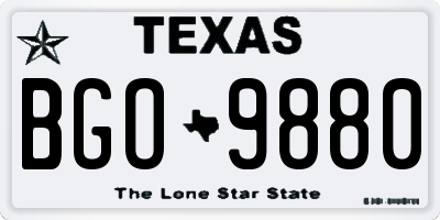 TX license plate BGO9880
