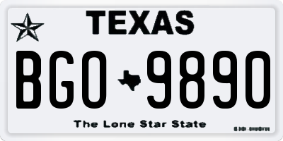 TX license plate BGO9890
